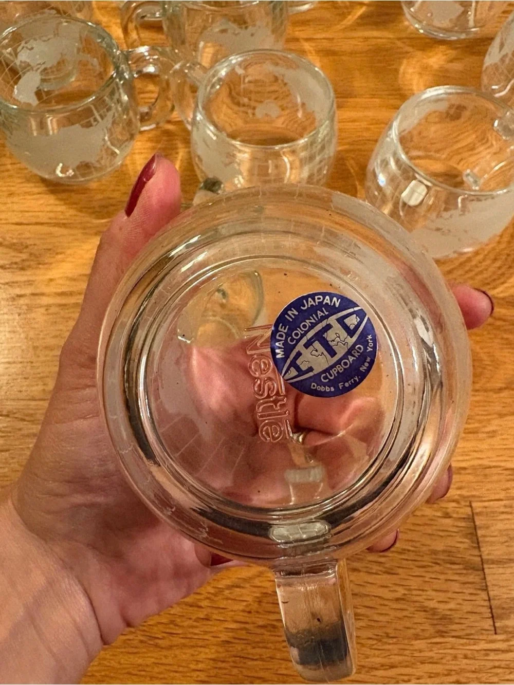 Complete and Rare Set of NEW 12 Vintage Nestle Globe Mugs with original branding